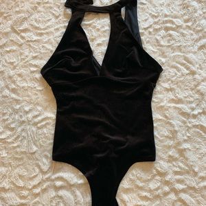 Urban Planet black velvet chocker bodysuit